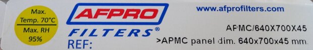 AFPRO APMC / 640x700x45 panel filter APMC