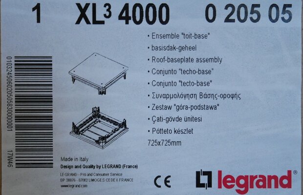Legrand XL3 4000 dak/vloerelement v kast/lessenaar, staal, grijs, (bxd) 725x725mm