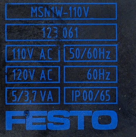 FESTO MSN1W-110V Magnetic coil 110V AC 123061