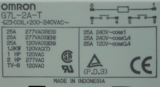 Omron G7L-2A-T Steekrelais 200-240 VAC 25 A 2x NO