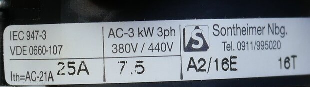 Sontheimer A2 / 16E on / off switch 2 positions 25A