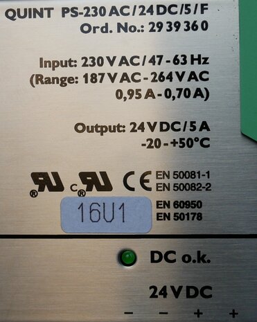 Phoenix Contact Quint 5 PS-230AC / 24DC / 5 / F power supply 2939360