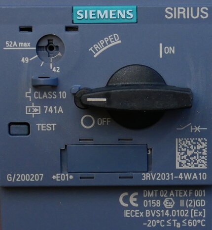 Siemens 3RV20314WA10 Motor protection switch 42-52a screw S2