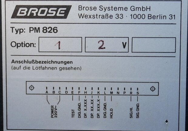 Brose PM826 panel meter option 1