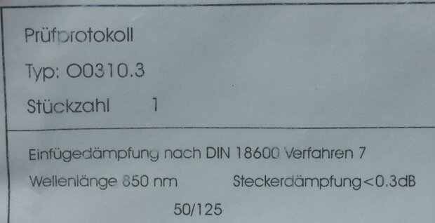 FO Duplex O0330.3 Patch Cable LC-LC 62.5/125µ 3 meter