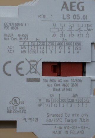 AEG LS 05.01-WD mini contactor 24V 4W DC 3P + 1NC