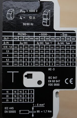 Moeller PKZM0-10 Motor protection switch 3P range: 6.3 to 10A