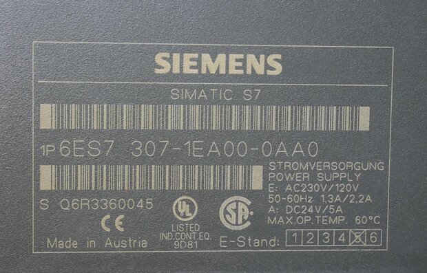Siemens 6ES7307-1EA00-0AA0 power supply 6ES73071EA000AA0