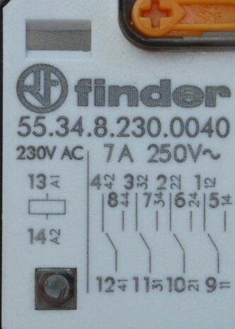 Finder 55.34.8.230.0040 Plug-in relay 230 V / AC 7 A 4x changeover contact, 553482300040
