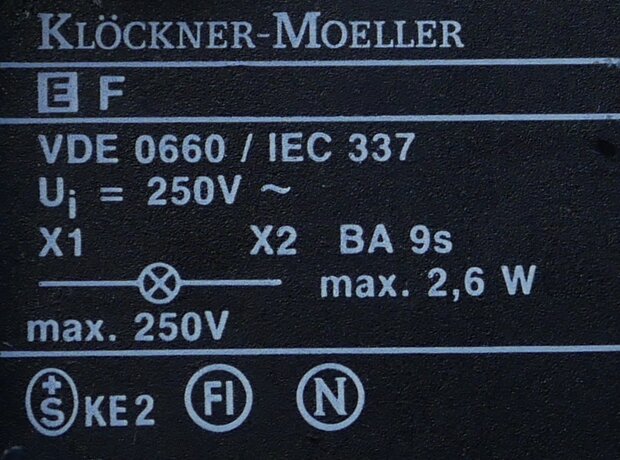 Klöckner moeller knop met signaallamp wit met EK10 en EF contact element