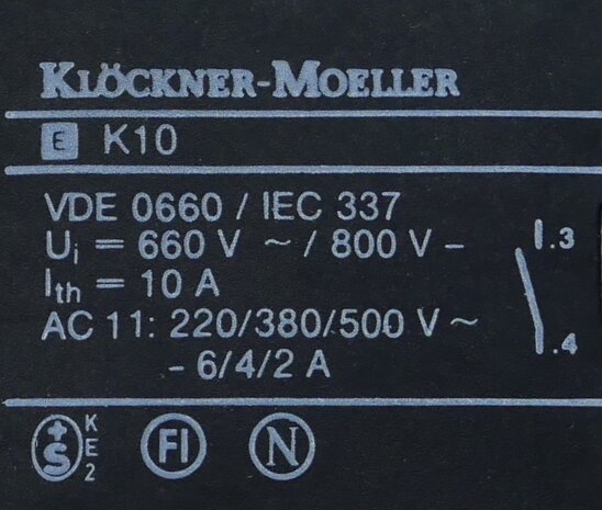 Klöckner moeller knop met signaallamp wit met EK10 en EF contact element