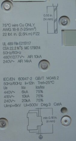 Schneider Electric multi 9 C60bp circuit breaker D characteristic 15a 3P, M9F43315