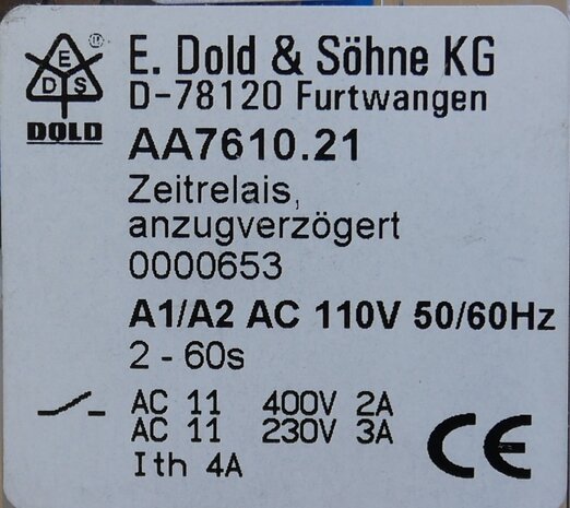 Dold AA7610.21 Time relay, on-delay AC50/60HZ 240V 2-60H