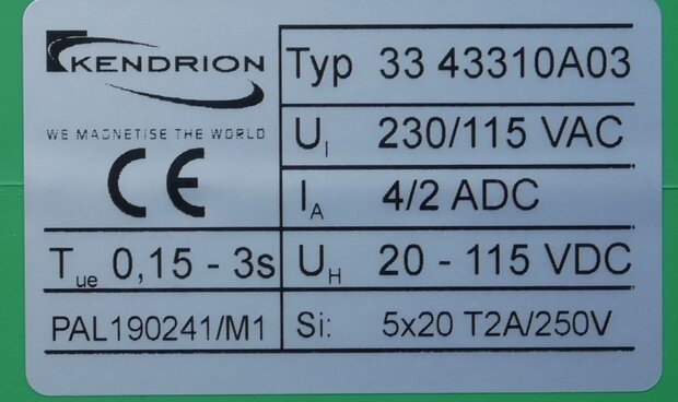 Kendrion 3343310A03 Single-phase overexcitation rectifier