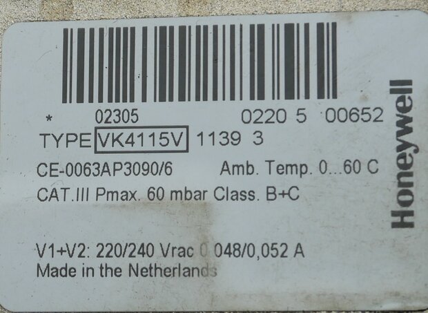 Honeywell VK4115V 1139 3 gas block