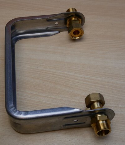 Water meter bracket incl. couplings, stainless steel, KIWA, l = 190 mm, 1" x 1"