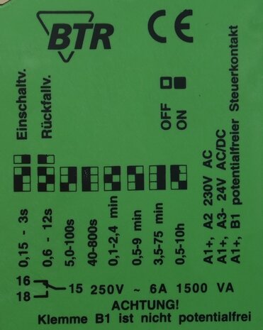 BTR Mark-E08 timer relay 230 V ac, 24 V ac/DC