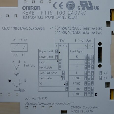 Omron K8AB-TH11S 100-240 Temperature Monitoring Relay