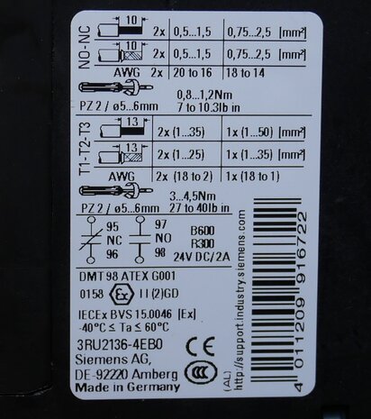 Siemens 3RU2136-4EB0 thermal overload relay 22-32 A