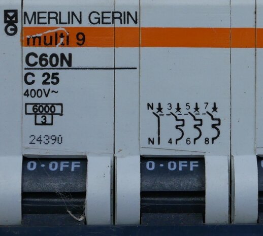 Merlin Gerin C60N C25 3P+N installatieautomaat 25A 24390