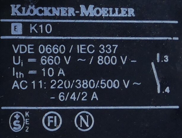 Klöckner moeller button green start button with EK10 contact element NO