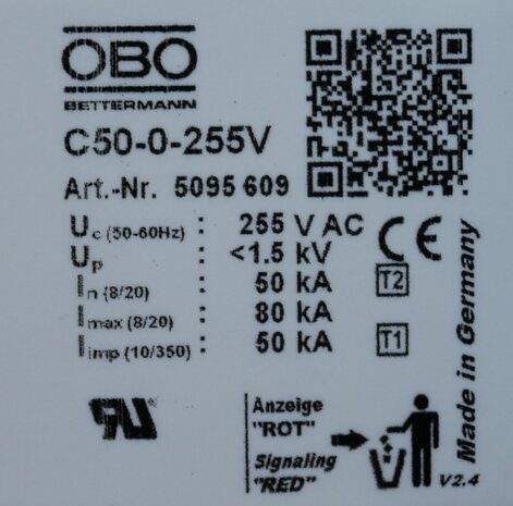 OBO 5093522 Gecombineerde afleider voor energietechniek V50-1+NPE-280