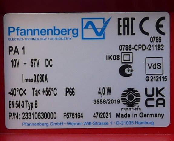 Pfannenberg 23310630000 Buzzer PA 1 10-57DC 24 V/DC 100 dB