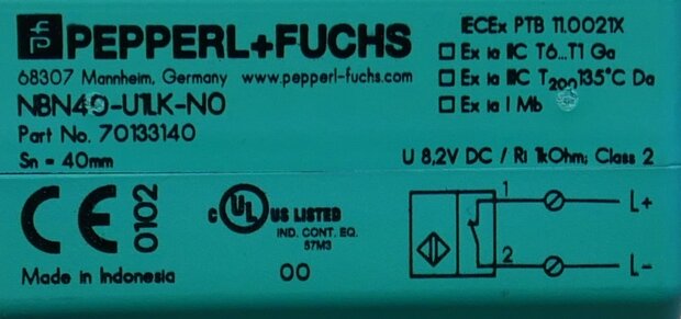 Pepperl+Fuchs NBN40-U1LK-N0 Inductive sensor 70133140