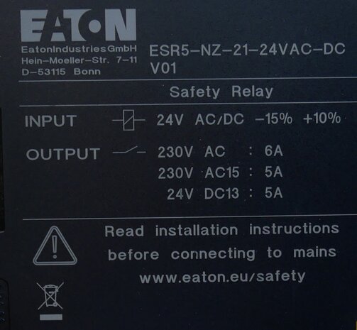 Eaton ESR5-NZ-21-24VAC-DC Safety Relay 24V AC/DC