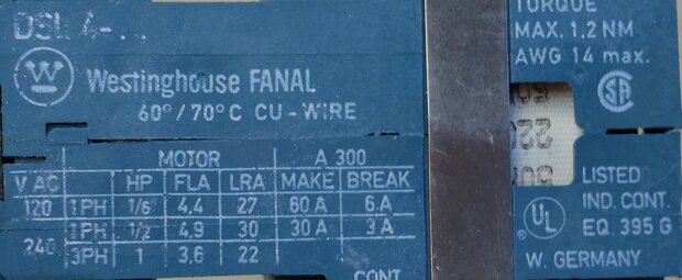 FANAL DSL 4-31 magneetschakelaar 220V 50Hz