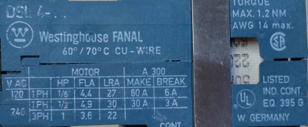 FANAL DSL 4-31 Contactor 220V 50Hz