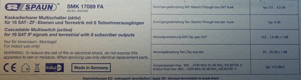 Spaun SMK 17089 FA cascade active multiswitch branch element 842469