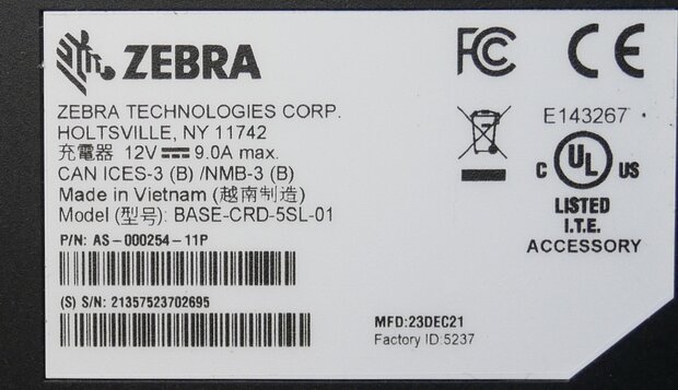 Zebra SAC-MC33-20SCHG-01 Battery Charger 20-slot, voor Zebra MC3300