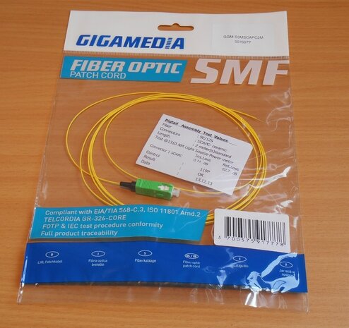 Gigamedia SC/APC PIGTAIL 9/125 2M GGM S3MSCAPC2M