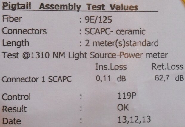 Giga Media SC / APC PIGTAIL 9/125 2M GMM S3MSCAPC2M