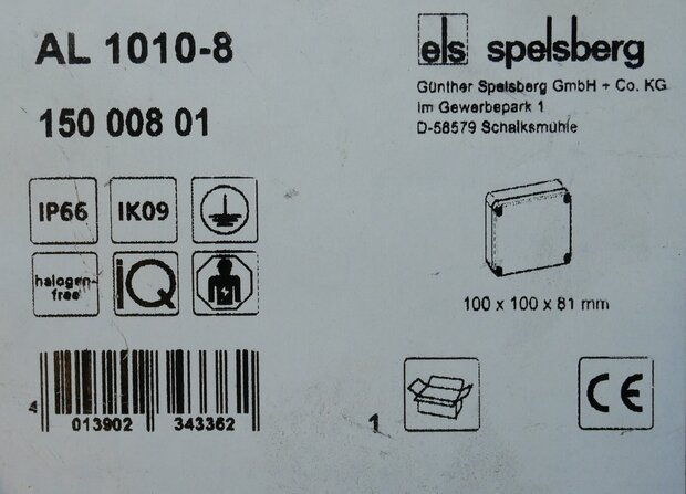 Spelsberg 15000801 Schakelkast leeg 81x100x100mm wandbevestiging IP66 IK09