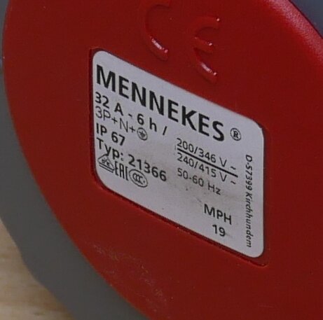 Mennekes 21366 cee coupler plug 32A 6h 5P IP67