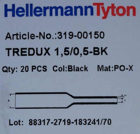 HellermannTyton 319-00150 TREDUX Krimpkous zwart 1 M