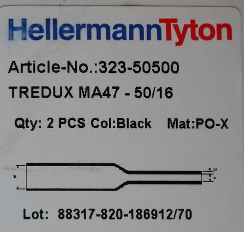 HellermannTyton 323-50500 krimpkous 4:1 lijm middelwandig zwart