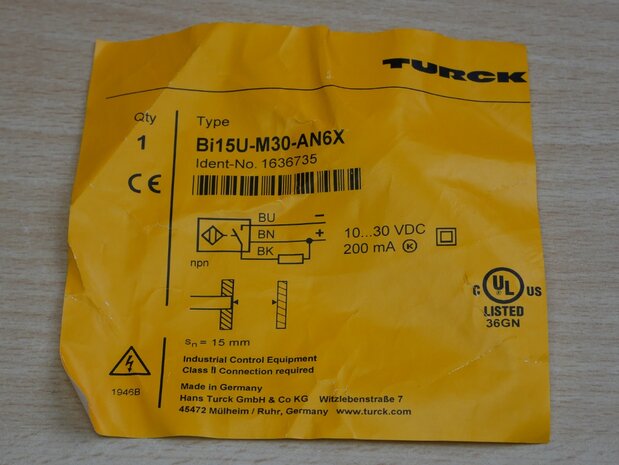 Turck BI15U-M30-AP6X-H1141 Inductive Sensor 1636735