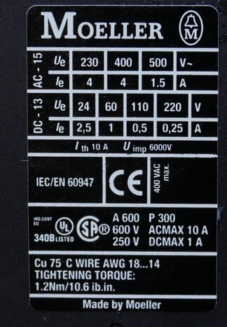 Moeller DILA-22 Hulprelais 400V AC 50HZ 2NO 2NC, 276401