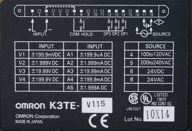 Omron K3TE-V115 Panel Meter Controller 200-240V AC