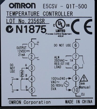 Omron E5CSV-Q1T-500 Temperatuurregelaar 48x48 MM 100 - 240V AC