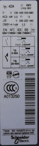 Telemecanique LC1D38BD contactor 24V DC 1NO+1NC 40A, 081440