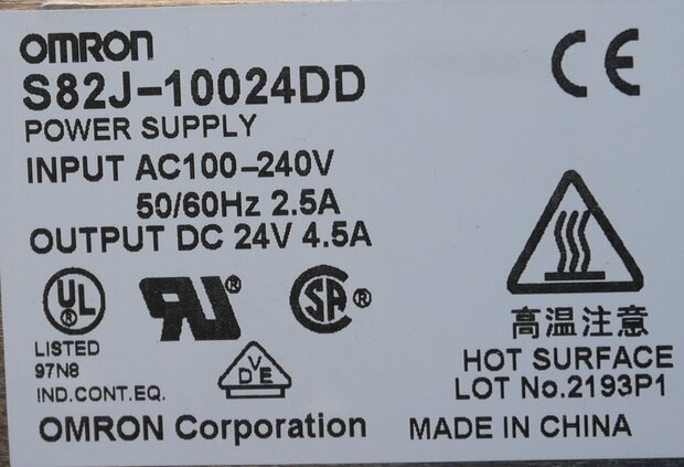 Omron S82J-10024DD Power Supply 100-240V AC, output 24V DC 4.5A