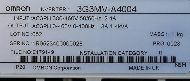 Omron 3G3MV-A4004 Sysdrive inverter 3G3MV series