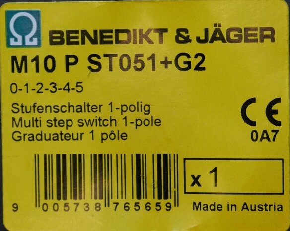 Benedikt & Jäger M10 P ST051+G2 Standenschakelaar 20A met behuizing 1-polig