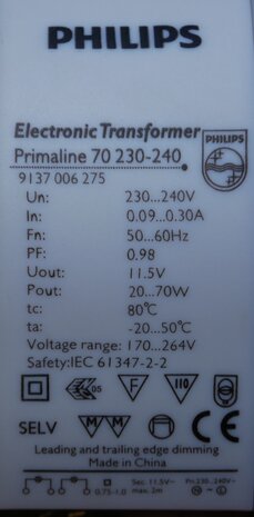 Philips Primaline 70 230-240V 50 60Hz Halogen Transformer 9137006275