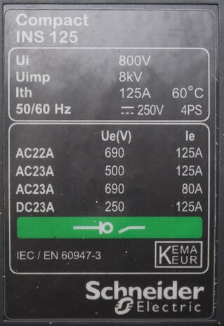 Schneider Electric 28911 lastscheider ip40 4P 125A