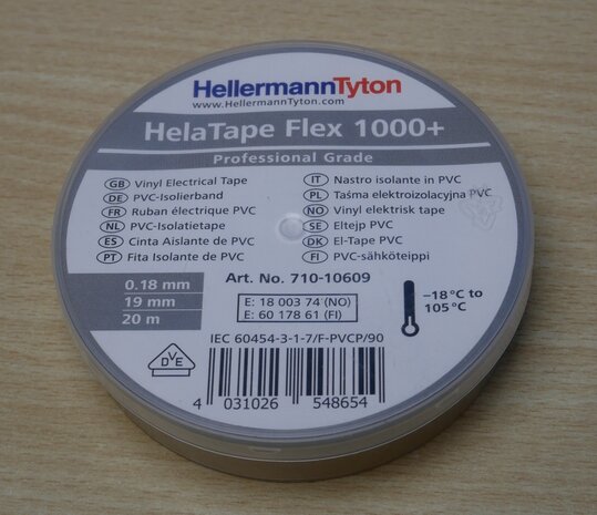 HellermannTyton 71010609 HelaTape Isolatietape PVC grijs